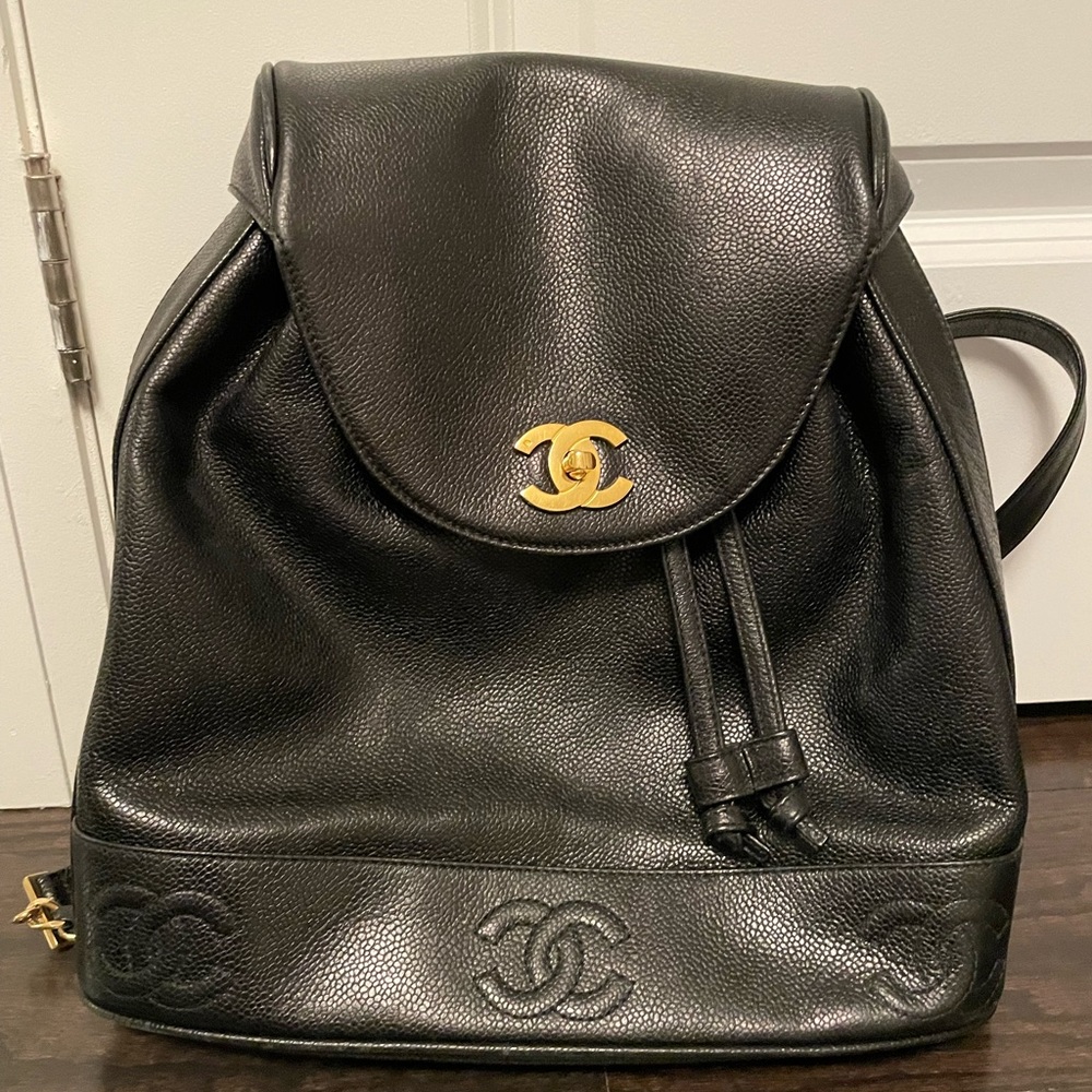 Chanel Vintage Black Caviar CC backpack